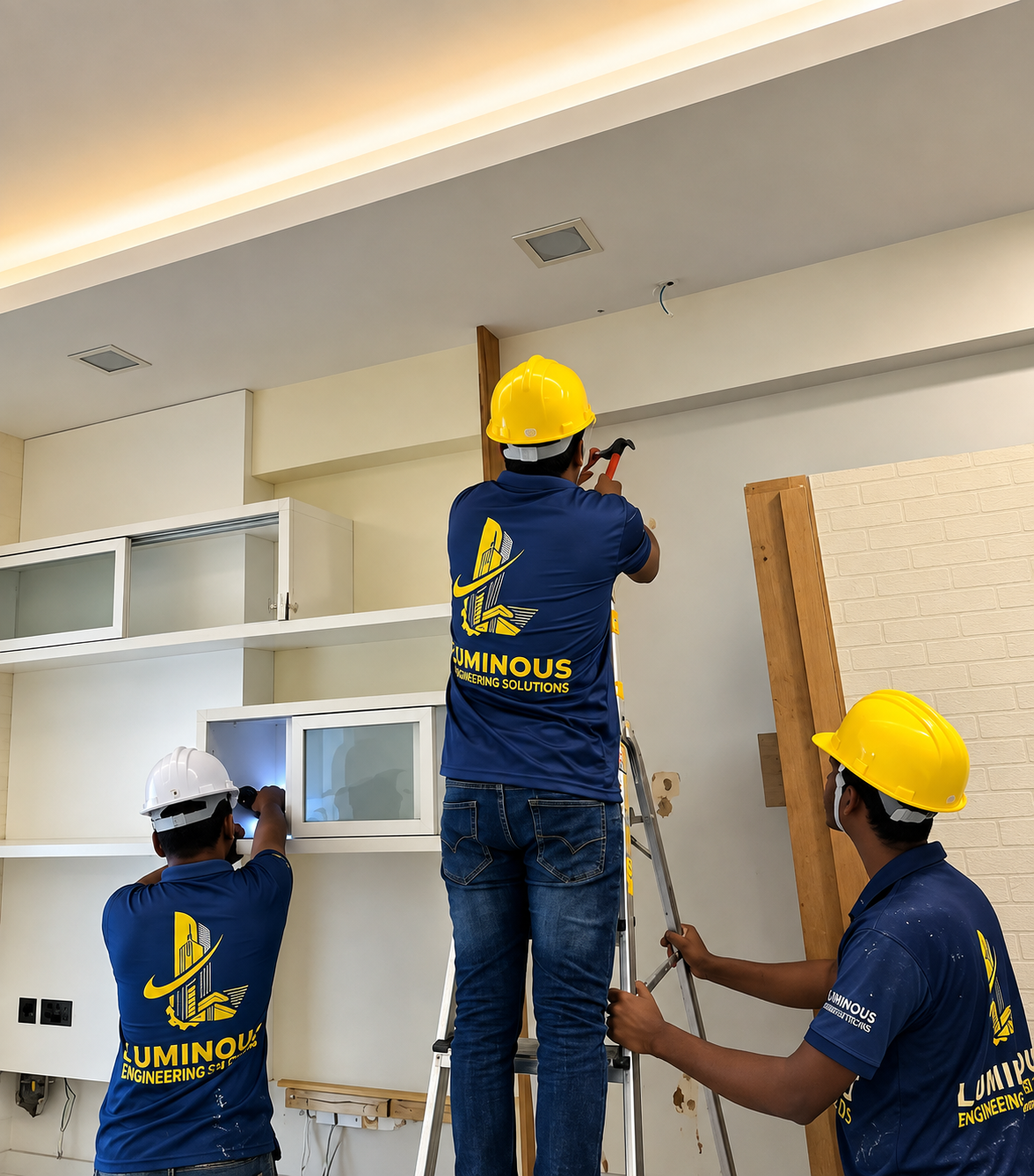 Handyman performing drilling and installation